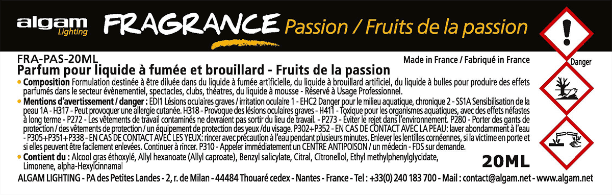 Algam Lighting Fragrance Fruits De La Passion 20ml Pour Liquide A Fumee Et Brouillard - Juice for stage machine - Variation 1