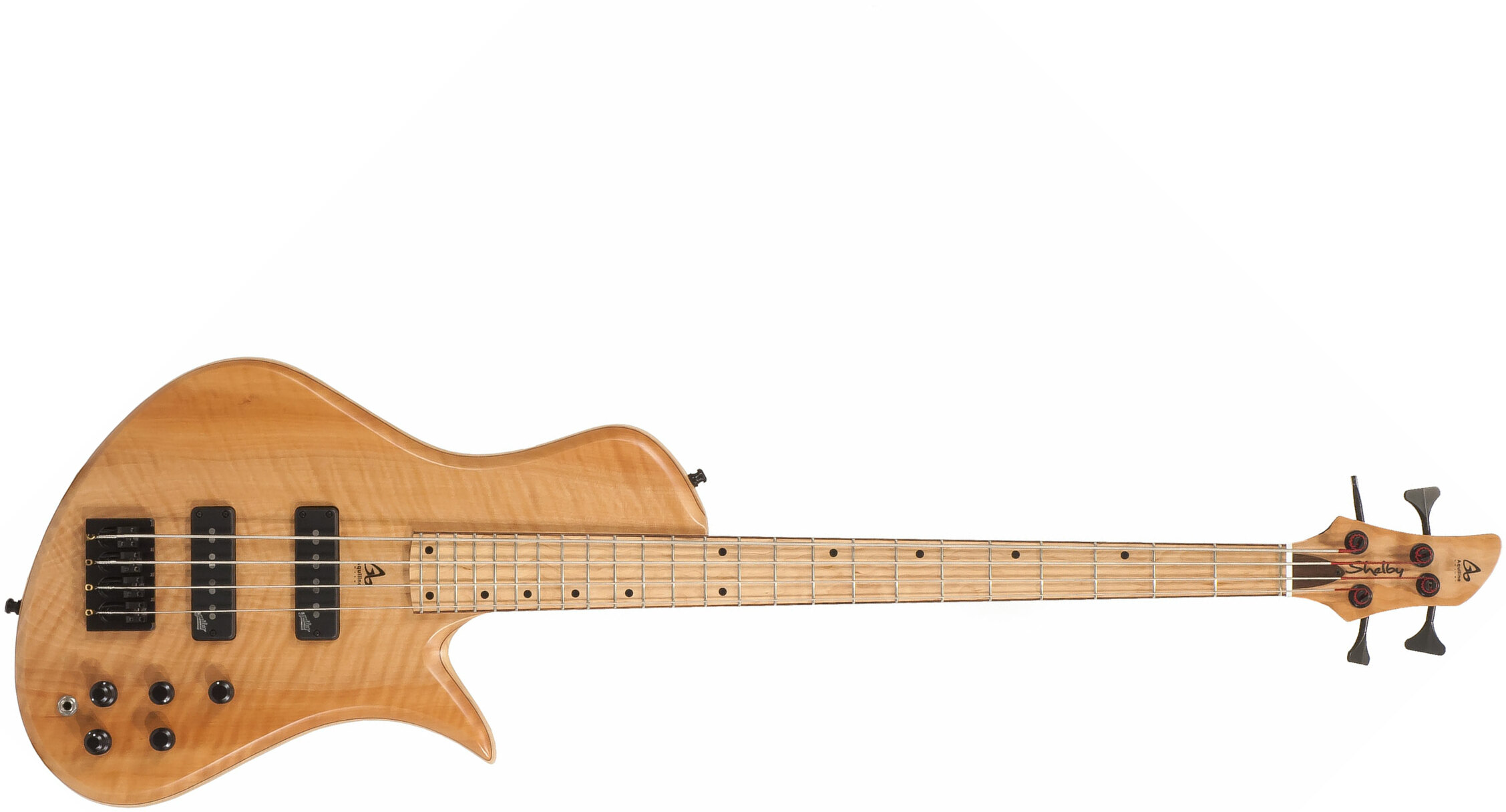 Aquilina Shelby 4 Custom Aulne/frene Active J.east Noi #01854 - Natural - Solid body electric bass - Main picture