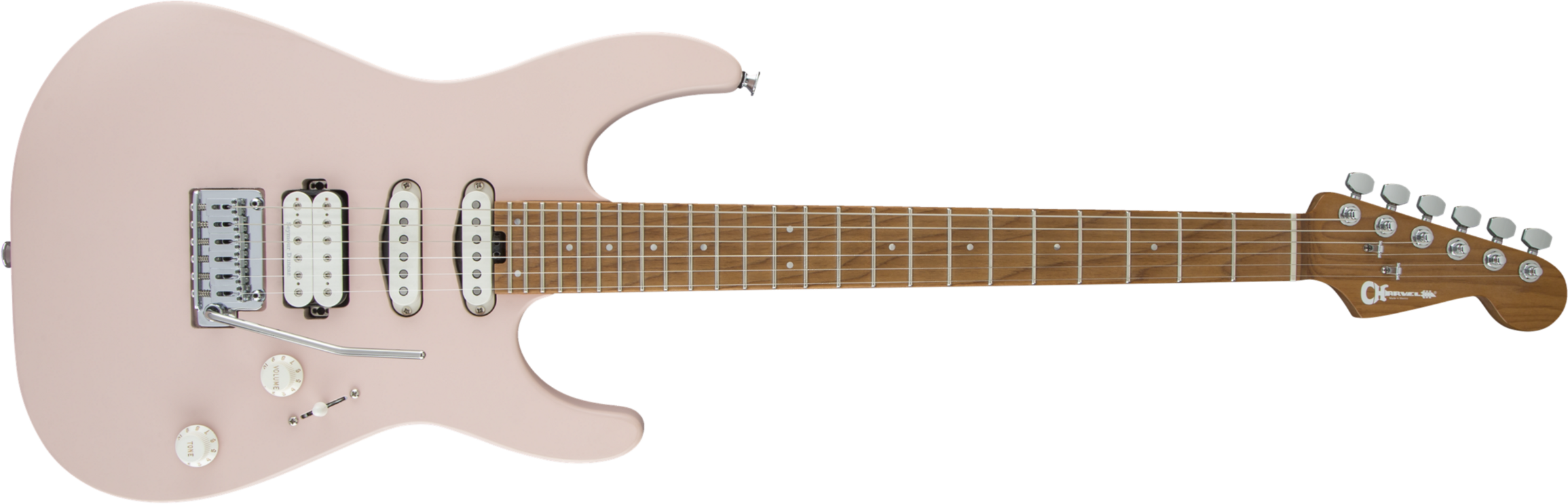 Charvel Pro-mod Dk24 Hss 2pt Cm Trem Mn - Satin Shell Pink - Str shape electric guitar - Main picture