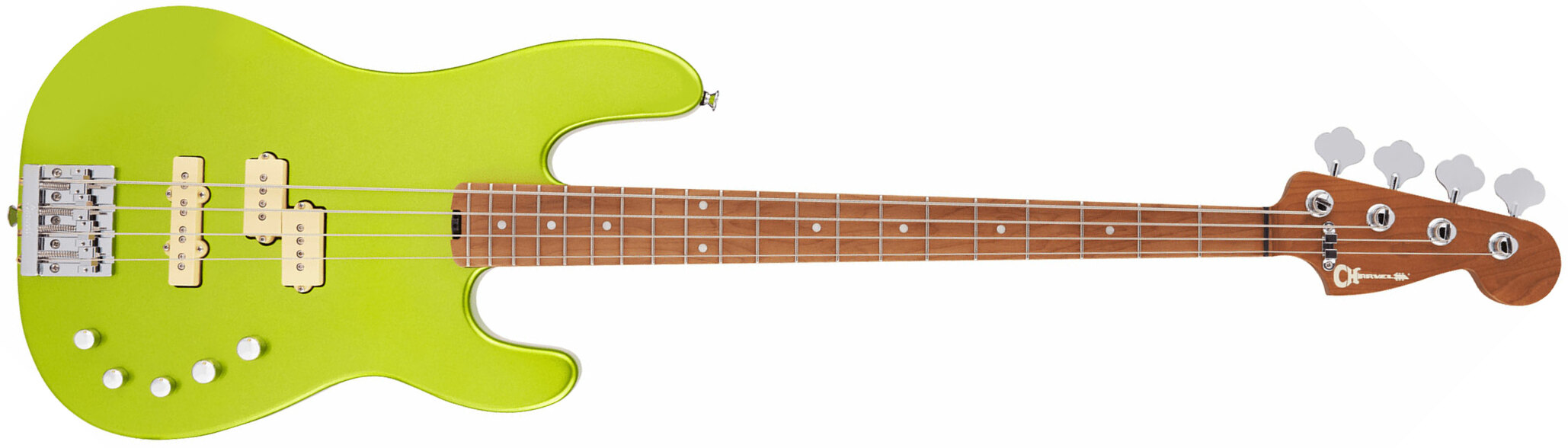 Charvel San Dimas Bass Pj Iv Pro-mod Mex 4c Active Mn - Lime Green Metallic - Solid body electric bass - Main picture