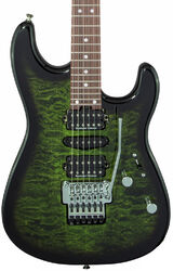 Str shape electric guitar Charvel MJ San Dimas Style 1 HSH FR PF QM (Japan) - Transparent green burst