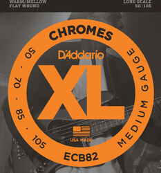 Electric bass strings D'addario ECB82 Electric Bass 4-String Set Chromes Flat Wound Long Scale 50-105 - Set of 4 strings