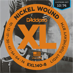 Electric guitar strings D'addario EXL140-8 Nickel Round Wound 8-String, LTHB, 10-74 - 8-string set