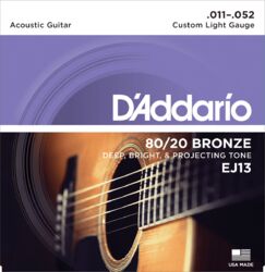 Acoustic guitar strings D'addario EJ13 Bronze 80/20 11-52 - Set of strings