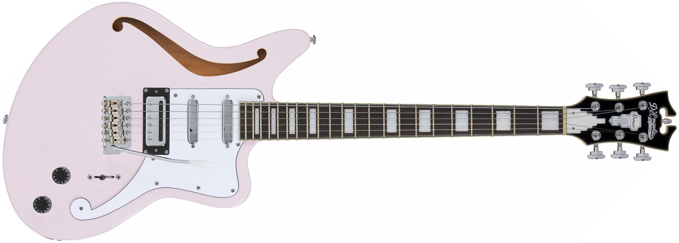 D'angelico Bedford Sh Premier Hss Trem Ova - Shell Pink - Semi-hollow electric guitar - Main picture