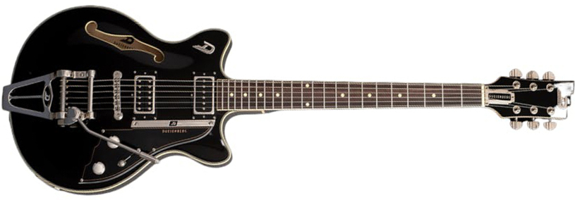 Duesenberg Fullertone Tv Hs Trem Rw - Black - Semi-hollow electric guitar - Main picture