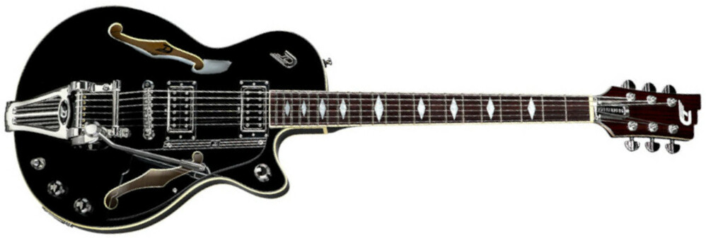 Duesenberg Starplayer Tv Deluxe Double F-hole Hs Trem Rw - Black - Semi-hollow electric guitar - Main picture
