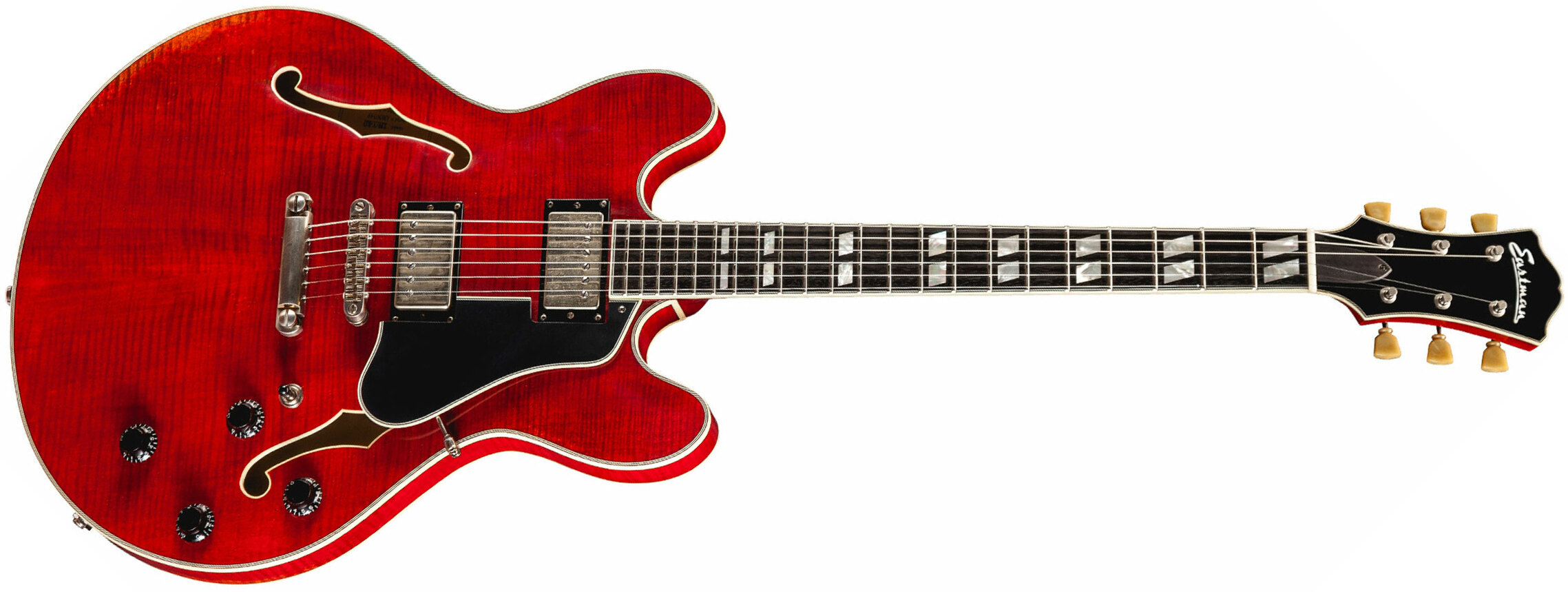 Eastman T59v Thinline Laminate Hh Lollar Ht Eb - Red - Semi-hollow electric guitar - Main picture