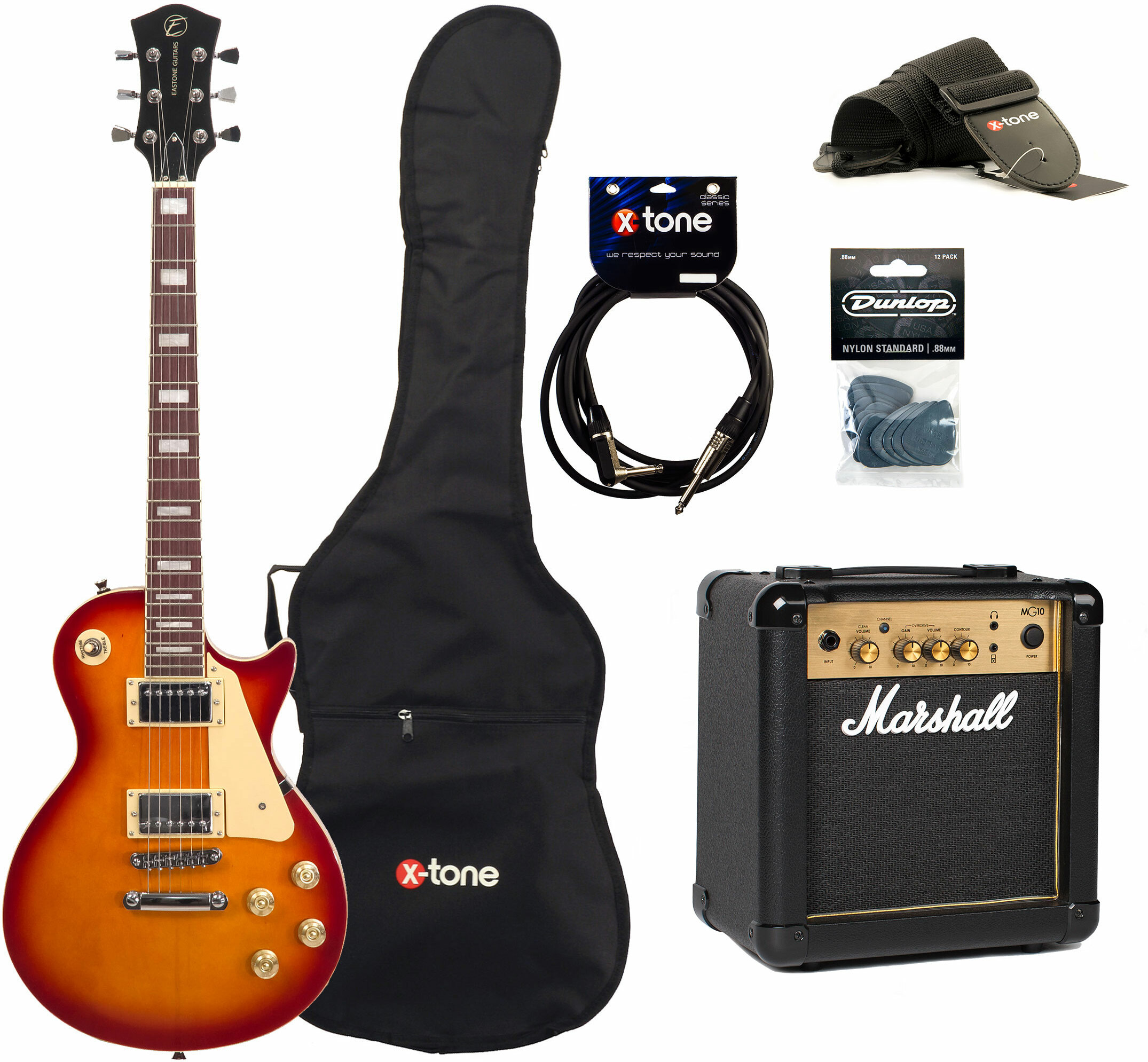 Eastone Lp100 Cs +marshall Mg10 10w +cable +mediators +housse + Mg10g Gold Combo 10 W - Cherry Sunburst - Electric guitar set - Main picture