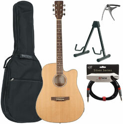 Acoustic guitar set Eastone DR160CE-NAT + Pack - Natural