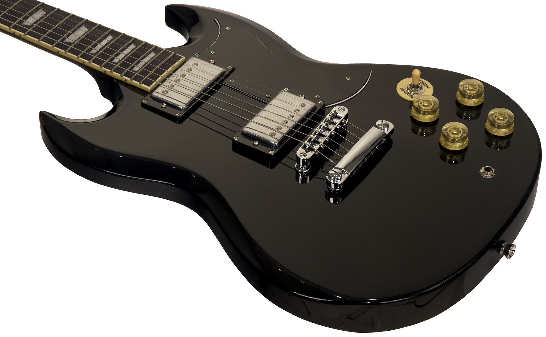 Eastone Sdc70 Hh Ht Pur - Black - Retro rock electric guitar - Variation 2