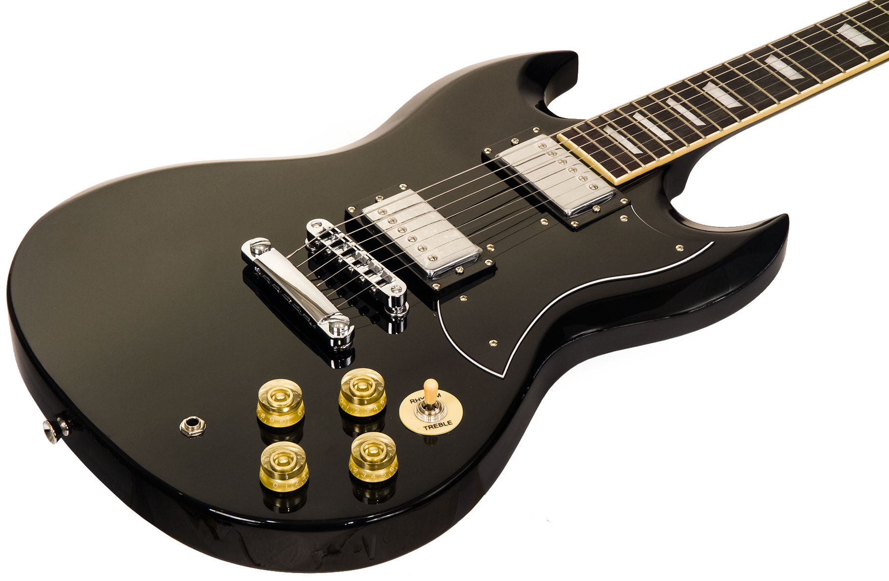 Eastone Sdc70 Hh Ht Pur - Black - Retro rock electric guitar - Variation 1