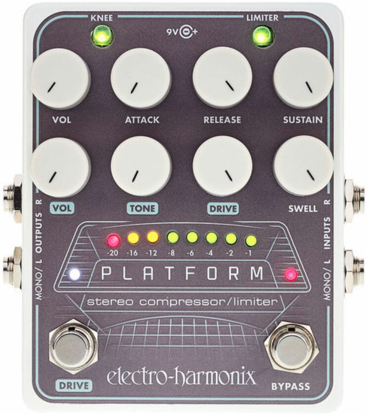Electro Harmonix Platform Stereo Compressor/limiter Overdrive - Compressor, sustain & noise gate effect pedal for bass - Main picture