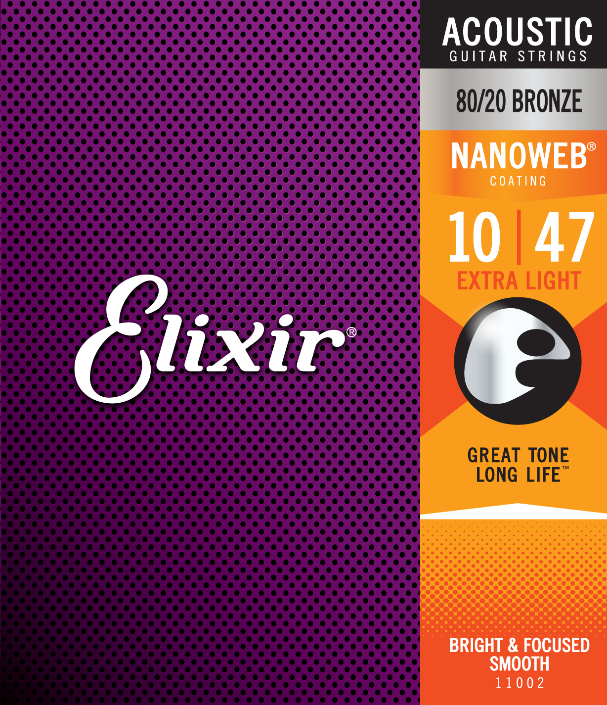 Elixir Jeu De 6 Cordes Acoustic (6) 11002 Nanoweb 80/20 Bronze Extra Light 10-47 - Acoustic guitar strings - Main picture