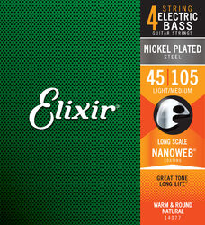 Electric bass strings Elixir Bass (4) Nanoweb Nickel Plated 45-105 - Set of 4 strings