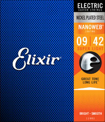 Electric guitar strings Elixir Electric (6) Nanoweb Nickel Plated Steel 09-42 - Set of strings