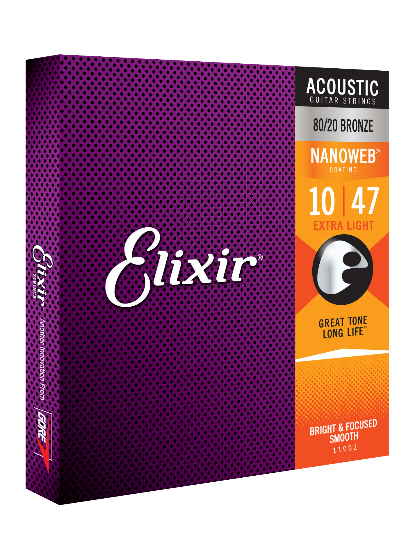 Elixir Jeu De 6 Cordes Acoustic (6) 11002 Nanoweb 80/20 Bronze Extra Light 10-47 - Acoustic guitar strings - Variation 1