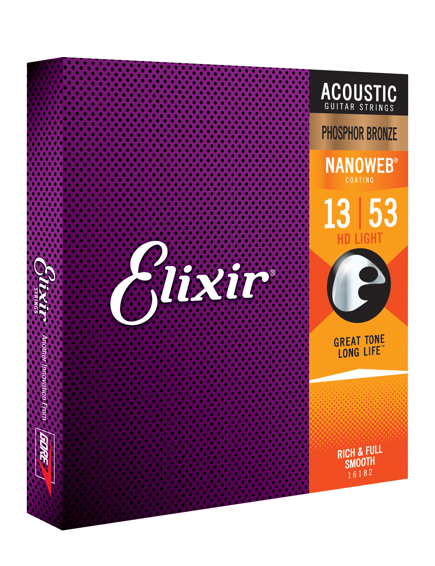 Elixir Jeu De 6 Cordes Acoustic (6) 16182 Nanoweb Phosphore Bronze Hd Light 13-53 - Acoustic guitar strings - Variation 1
