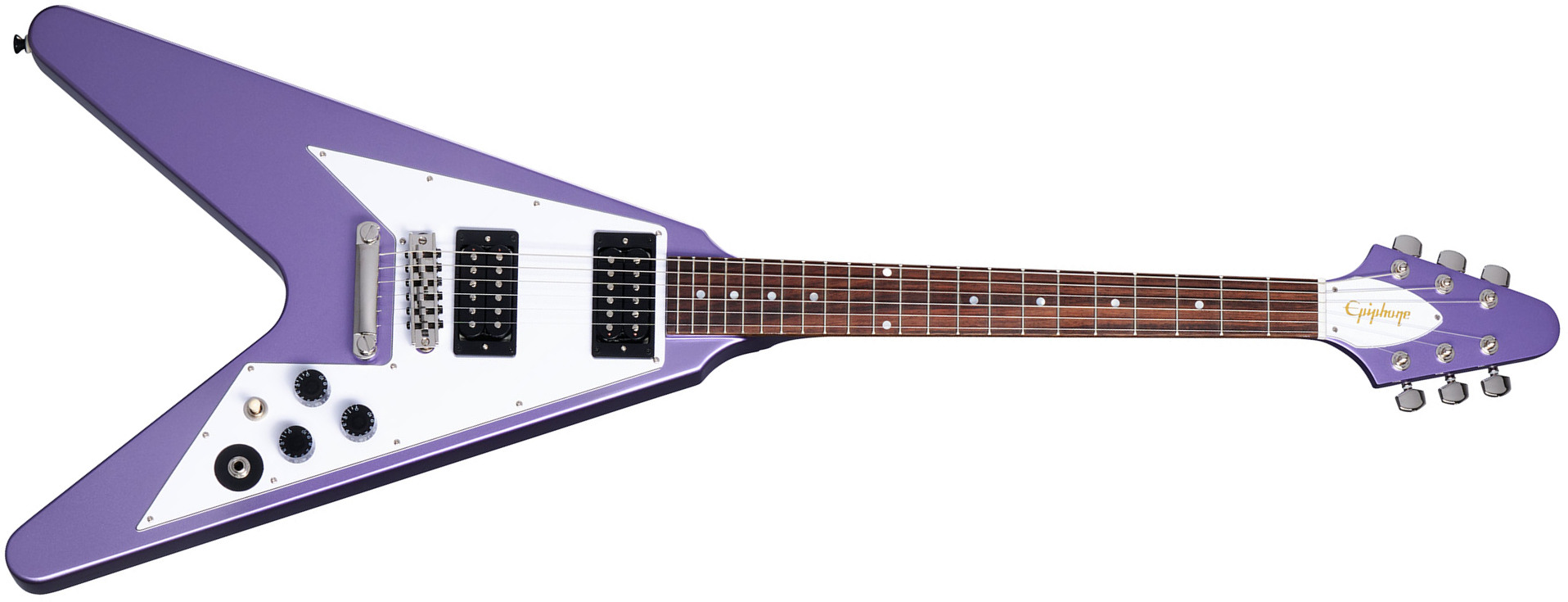 Epiphone Kirk Hammett Flying V 1979 Signature 2h Gibson  Ht Rw - Purple Metallic - Signature electric guitar - Main picture