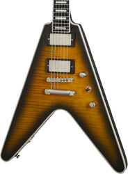 Retro rock electric guitar Epiphone Modern Prophecy Flying V - Yellow tiger aged