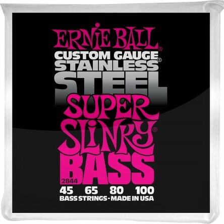 Ernie Ball Jeu De 4 Cordes Bass (4) 2844 Custom Gauge Stainless Steel Super Slinky 45-100 - Electric bass strings - Main picture