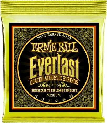 Ernie Ball Jeu De 6 Cordes Folk (6) 2554 Everlast Coated 80/20 Bronze Medium 13-56 - Acoustic guitar strings - Main picture