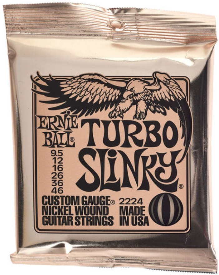 Ernie Ball P02224 Turbo Slinky Nickel Wound Electric Guitar 6c 9.5-46 - Electric guitar strings - Main picture