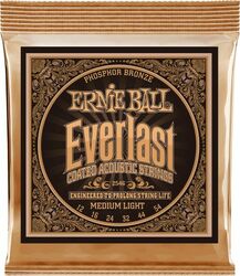 Acoustic guitar strings Ernie ball Folk (6) 2546 Everlast Coated Phosphor Bronze 12-54 - Set of strings