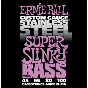 Ernie Ball Jeu De 4 Cordes Bass (4) 2844 Custom Gauge Stainless Steel Super Slinky 45-100 - Electric bass strings - Variation 1