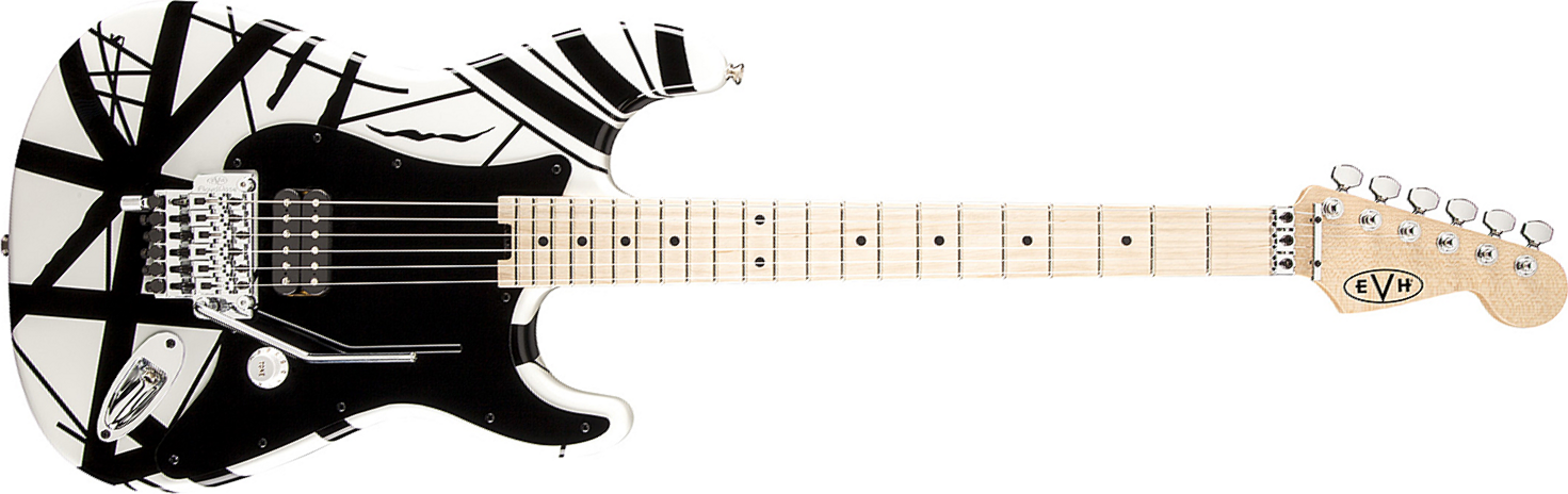 Evh Striped Series - White With Black Stripes - Str shape electric guitar - Main picture