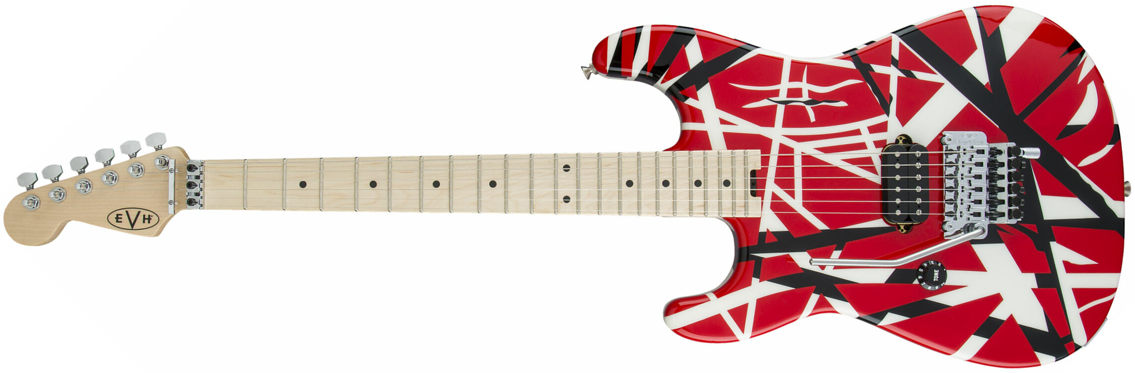 Evh Striped Series Lh Gaucher Signature H Fr Mn - Red Black White Stripes - Left-handed electric guitar - Main picture
