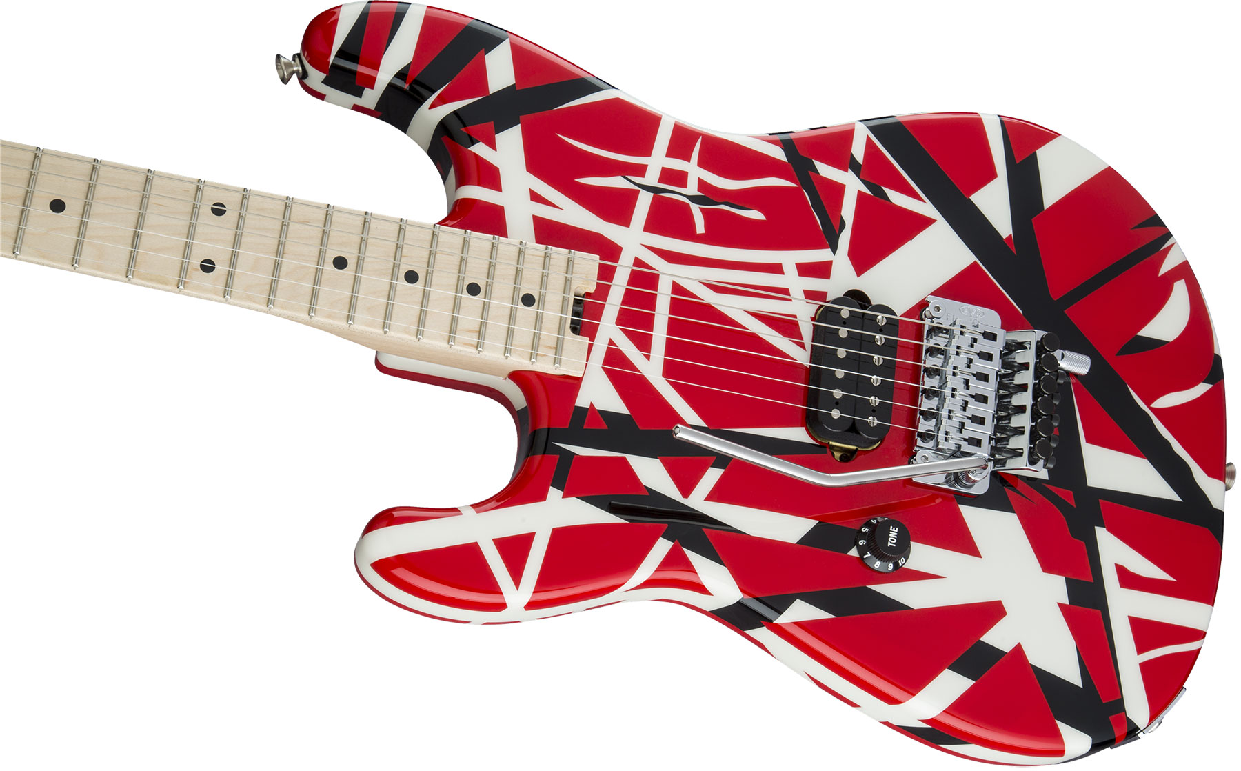 Evh Striped Series Lh Gaucher Signature H Fr Mn - Red Black White Stripes - Left-handed electric guitar - Variation 2