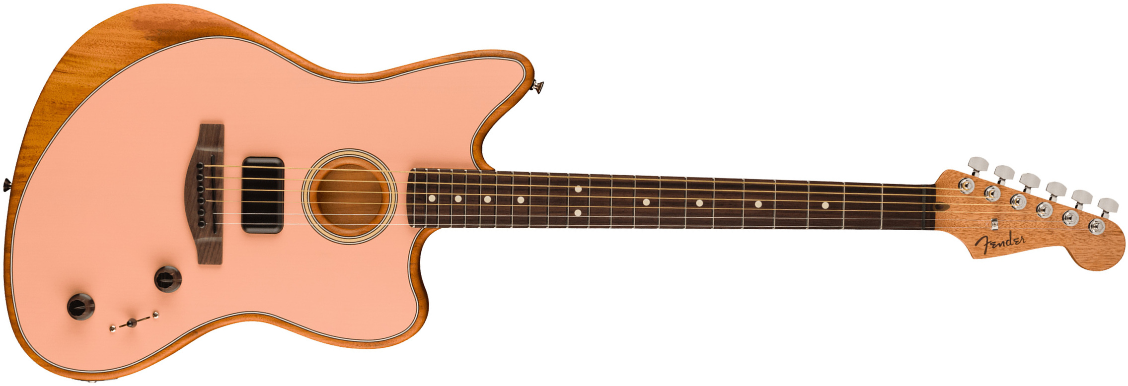 Fender Acoustasonic Jazzmaster Player Mex Epicea Acajou Rw - Shell Pink - Electro acoustic guitar - Main picture