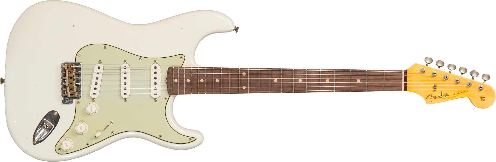 Fender Custom Shop Strat 1962/63 3s Trem Rw #cz565163 - Journeyman Relic Olympic White - Str shape electric guitar - Main picture