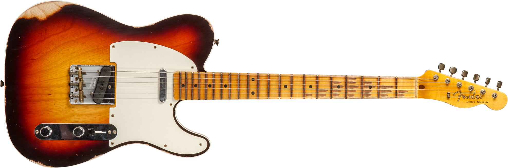 Fender Custom Shop Tele Custom 1959 2s Ht Mn #cz573750 - Relic Chocolate 3-color Sunburst - Tel shape electric guitar - Main picture