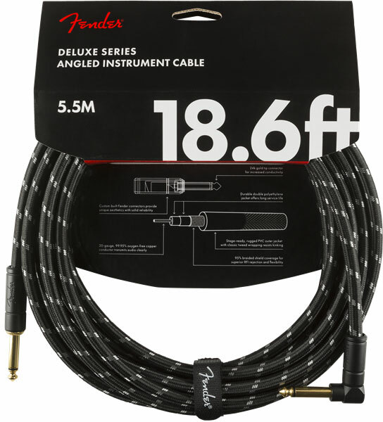Fender Deluxe Instrument Cable Droit/coude 18.6ft Black Tweed - Cable - Main picture
