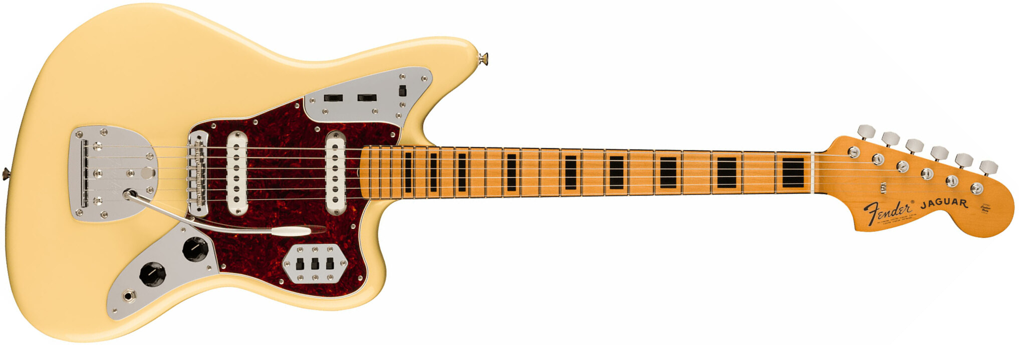 Fender Jaguar 70s Vintera 2 Mex 2s Trem Mn - Vintage White - Retro rock electric guitar - Main picture