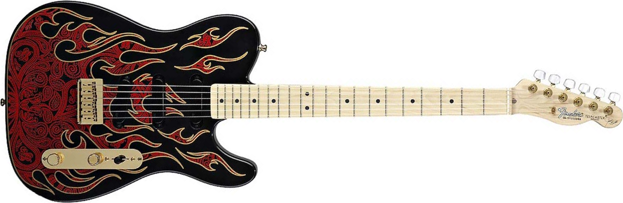 Fender James Burton Tele Artist Usa Signature Mn - Red Paisley Flames - Tel shape electric guitar - Main picture