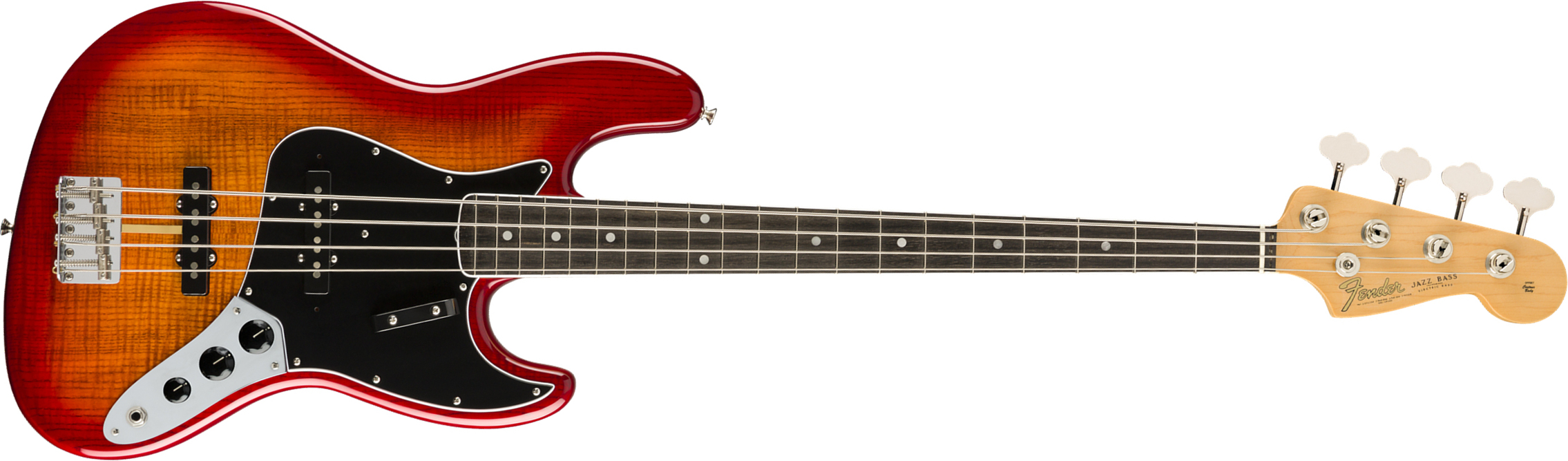 Fender Jazz Bass Flame Ash Top Rarities Usa Eb - Plasma Red Burst - Solid body electric bass - Main picture