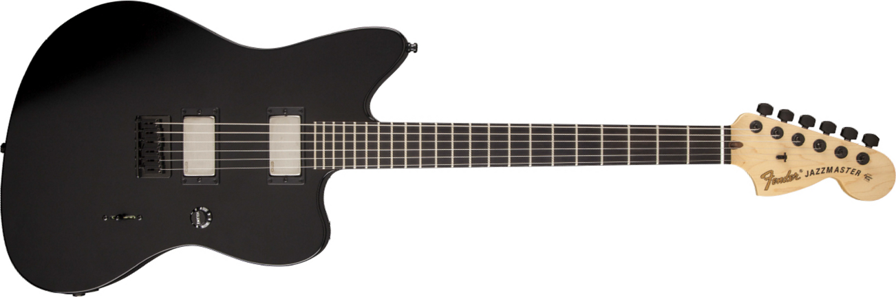 Fender Jim Root Jazzmaster Usa 2h Emg Ht Eb - Flat Black - Retro rock electric guitar - Main picture