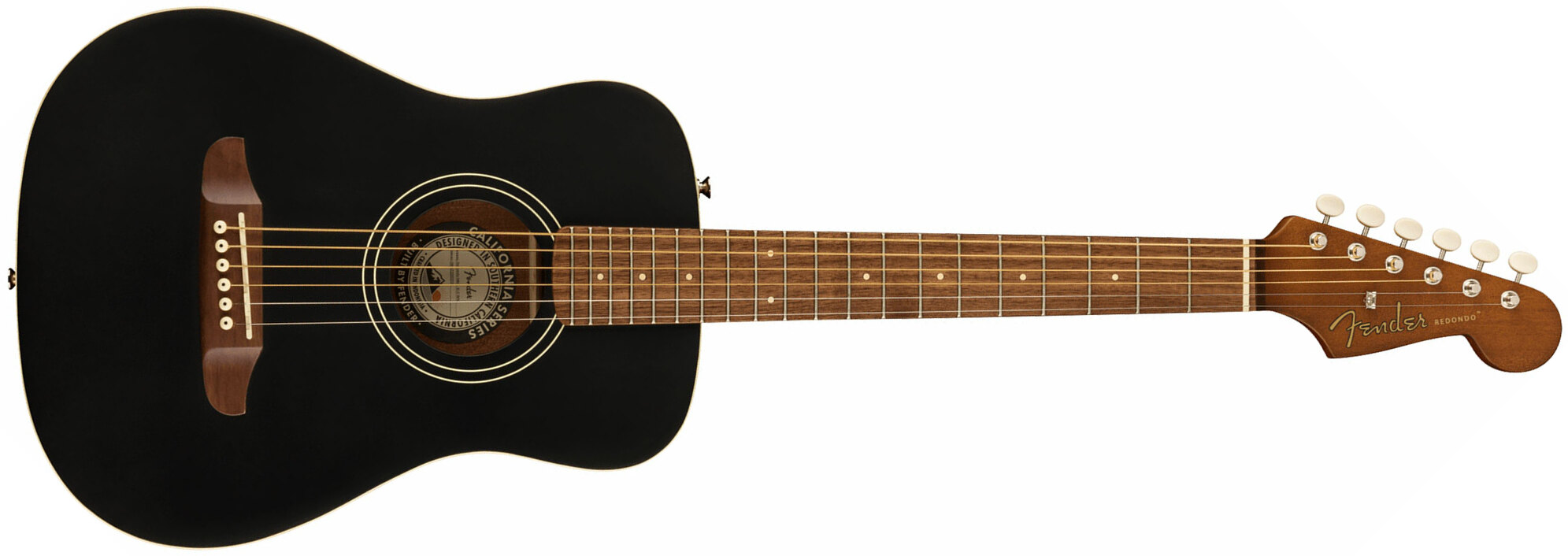 Fender Redondo Mini California Ltd Dreadnought 1/2 Epicea Acajou Noy - Black Top - Travel acoustic guitar - Main picture