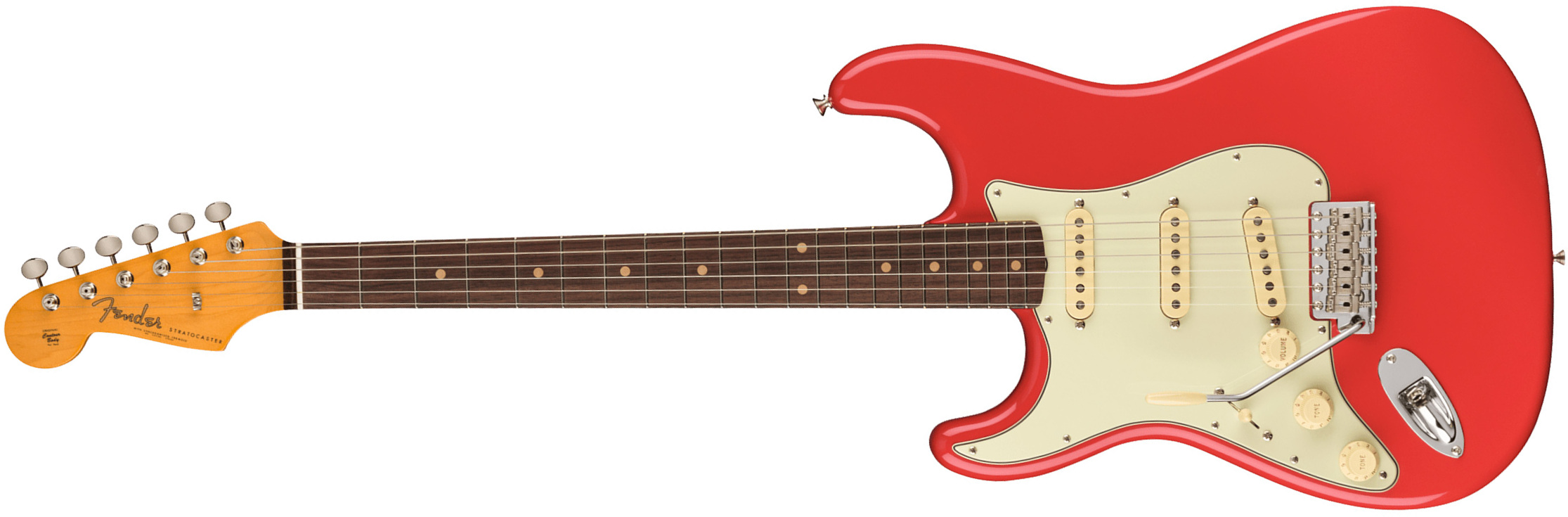 Fender Strat 1961 American Vintage Ii Lh Gaucher Usa 3s Trem Rw - Fiesta Red - Left-handed electric guitar - Main picture