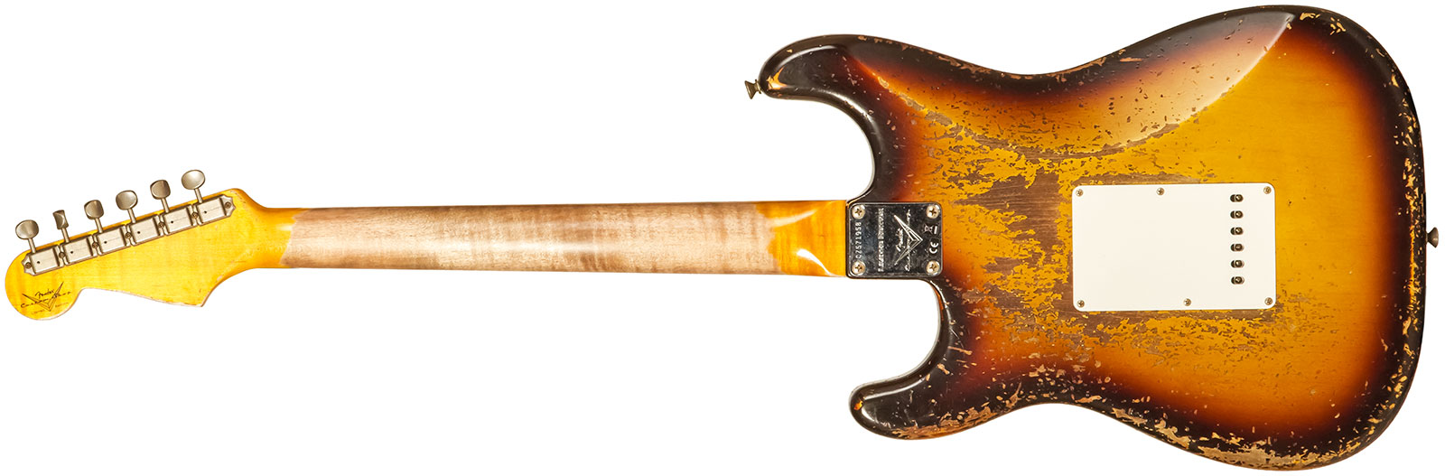 Fender Custom Shop Strat 1959 3s Trem Rw #cz571958 - Super Heavy Relic Aged Chocolate 3-color Sunburst - Str shape electric guitar - Variation 1