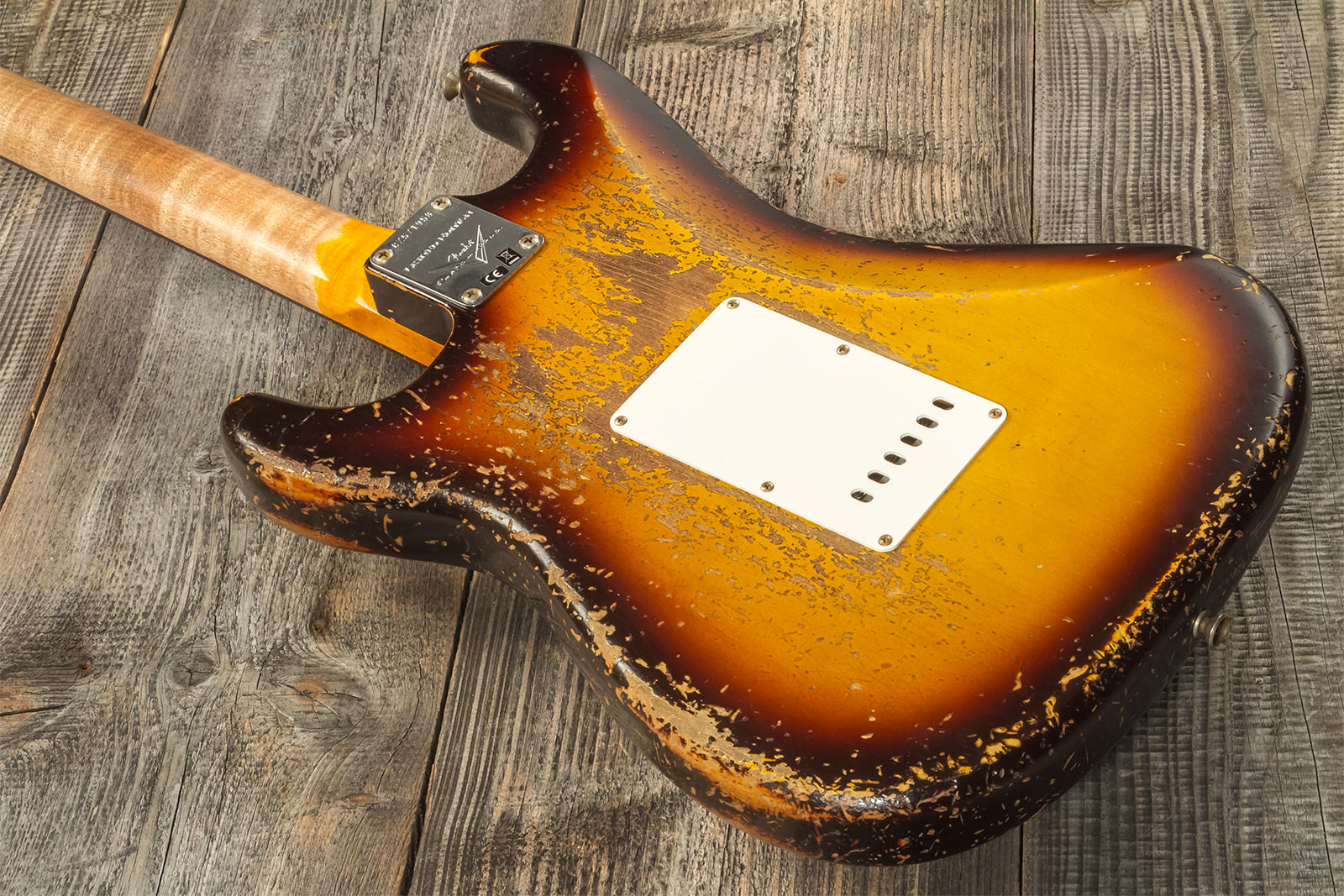 Fender Custom Shop Strat 1959 3s Trem Rw #cz571958 - Super Heavy Relic Aged Chocolate 3-color Sunburst - Str shape electric guitar - Variation 5
