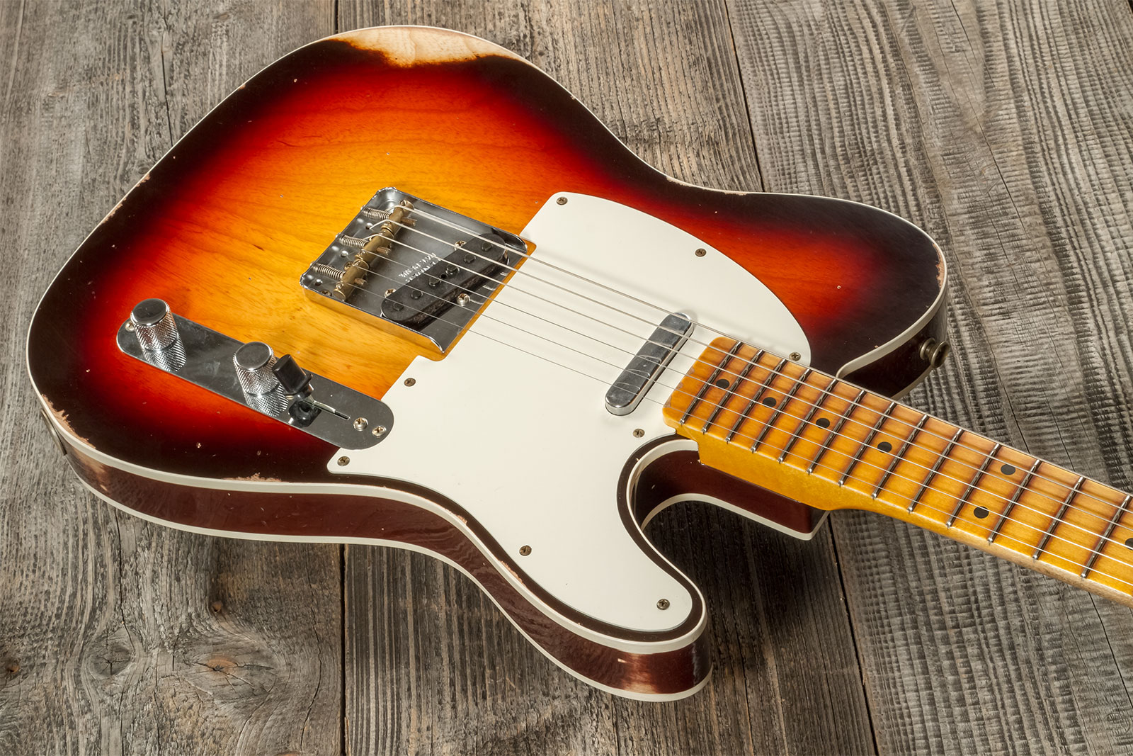 Fender Custom Shop Tele Custom 1959 2s Ht Mn #cz573750 - Relic Chocolate 3-color Sunburst - Tel shape electric guitar - Variation 2
