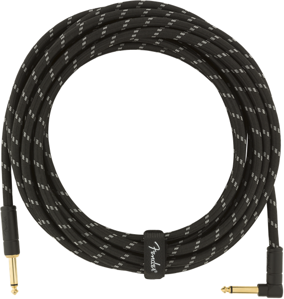 Fender Deluxe Instrument Cable Droit/coude 18.6ft Black Tweed - Cable - Variation 1