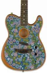Folk guitar Fender American Acoustasonic Telecaster FSR Ltd (USA) - Blue flower