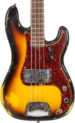 Solid body electric bass Fender Custom Shop 1963 Precision Bass #CZ560028 - Heavy relic aged 3-color sunburst
