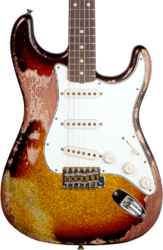 Str shape electric guitar Fender Custom Shop 1963 Stratocaster #R136169 - Super heavy relic sparkle 3-color sunburst 