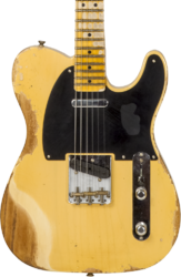 Tel shape electric guitar Fender Custom Shop 1952 Telecaster #R131281 - Heavy relic aged nocaster blonde